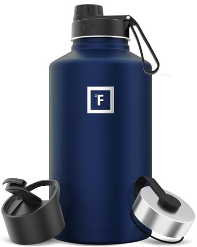 IRON °FLASK Camping & Hiking Hydration Flask with Spout, Wide Mouth Insulated Stainless Steel Sports Water Bottle - 64 oz Twilight Blue
