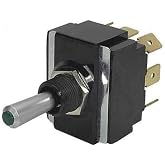 LT-2561-603-012 Replacement for Carling On-Off-On Green Lit Tip Double Pole Toggle Switch 12 Volt 15Amp