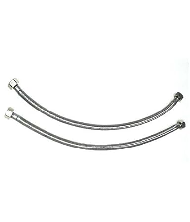 SBD 304 Grade Stainless Steel Straight Thread Faucet Hose Replacement Connection Pipe for Geysers (1/2-inch, 18-inch) - 2 Pieces