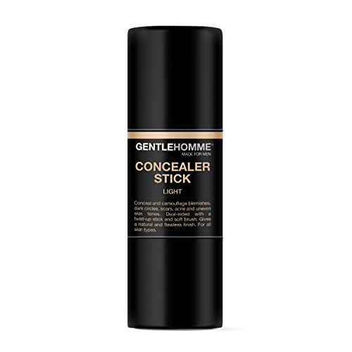Gentlehomme Men's Concealer Stick with Brush for Dark Circles Eraser, 4 Shades, Light