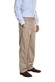 Pembrook Men's Elastic Waist Twill Pants with Zipper and Button - 3XL - Tan