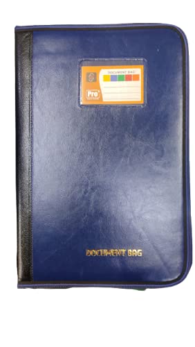 Munaver @ Executive Document Bag File Folder/ Multipurpose A4 Professional Files and Folders, Certificate, Legal Size Documents Holder and for Men and Women (Color Navy Blue) (!0 File Sleeve)