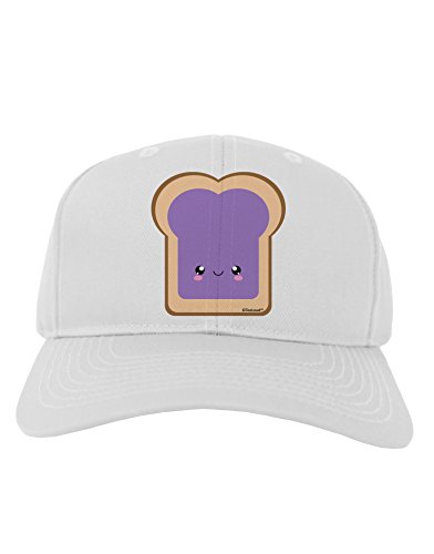 TooLoud Cute Matching Design - PB and J - Jelly Adult Baseball Cap Hat - White