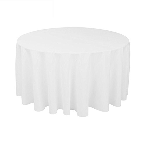 GFCC 48 Inch Round Tablecloth - Round Polyester Tablecloth Round Table Cover Table Cloth for Event Wedding Birthday Party Banquet Restaurant, White