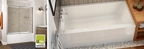 MAAX 106348-R-000-001 Rubix Access Rectangular Acrylic Soaking Bathtub with Right Hand Drain, 59.875-in L x 30.125-in W x 14-in H, White