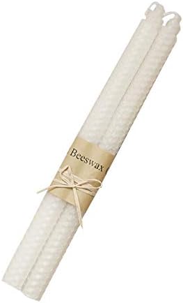 DDARK 100% Pure Beeswax Handmade Rolled Candles 2 Pcs, Smokeless Dripless Pair Home Candles for Party Dinner Bistro 10in