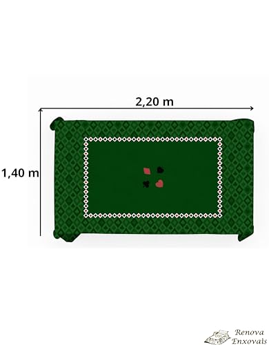 Toalha De Mesa Aveludada Para Jogar Baralho Estampa De Cartas Truco Carteado Tema Poker Serve Em Mesa Retangular Para 6 Lugares - 1,40 X 2,20 M - Renova Enxovais