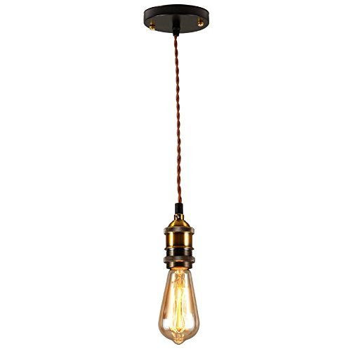 ONEPRE Vintage Hanging Pendant Light, Retro Pendant Lighting Kit, Brass