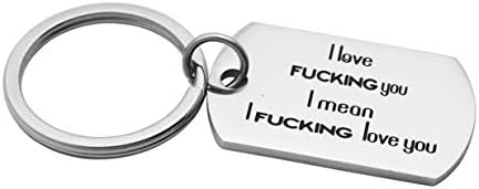 Meibai Girlfriend to Boyfriend Wife to Husband Gifts Engraved Dog Tags Pendant Necklace Keychain for Him