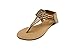 Sara Z Womens T Strap Elastic Vamp Flat Thong Sandal with Rhinestones Size 7/8 Tan