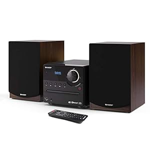 SHARP XL-B517D(BR) Micro Sound System Stereo met DAB, DAB+, FM, Bluetooth, CD-MP3, USB-weergave, houten luidspreker en…