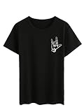 SheIn Women's Love Hand Gesture Print Short Sleeve T-Shirt Tee