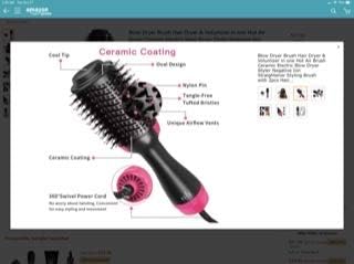 Servisso Lifestyle One Step Hair Dryer, Styler, Straightener and Volumizer - Negative ION Blow Drying Hair Brush - Salon Blowout Round Brush Head