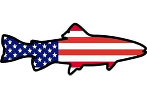 ION GRAPHICS Fishing Decal - American Flag Trout Vinyl Sticker