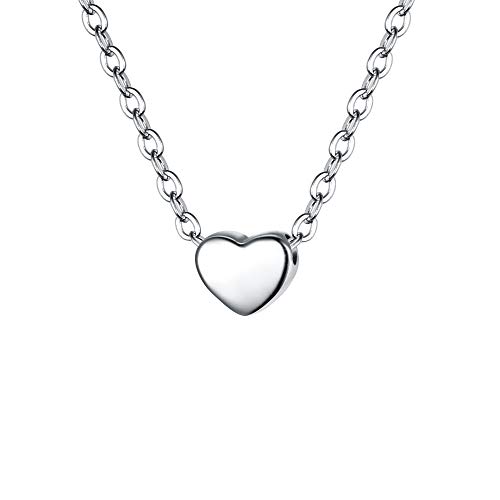BriLove 925 Sterling Silver Tiny Initial Heart Necklace for Women Pendant Choker Necklace for Grils Letter K