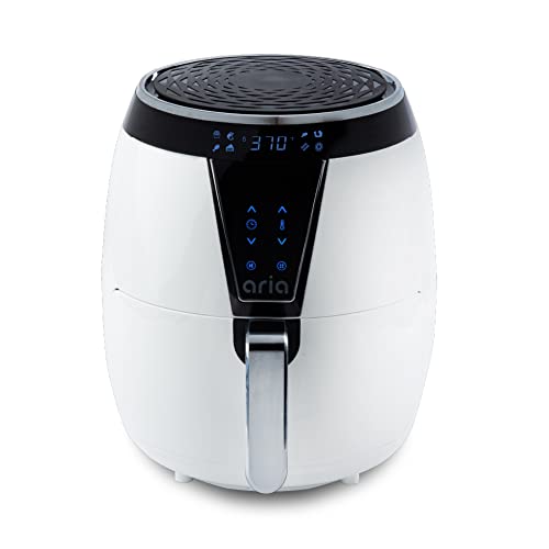 Aria TeflonFree 5 Qt. Ceramic Air Fryer with Recipe Book, White