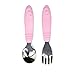 Bumkins Toddler Utensils, Kids Size Fork and Spoon Set, Silicone and Stainless-Steel Training Silverware, Angled Fork / Spork for Self-Feeding, Children Learning to Eat, 18 Mos Up, Hello Kitty Pink