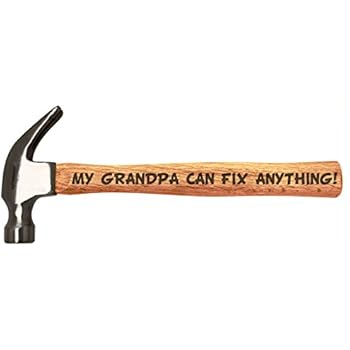 Father's Day Gift for Grandpa Can Fix Anything DIY Tool Gift Engraved Wood Handle Steel Hammer