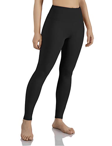 ODODOS Women’s Mid Waisted Tummy Control Yoga Pants,Full-Length Leggings with Inner Pockets,Black,XX-Large