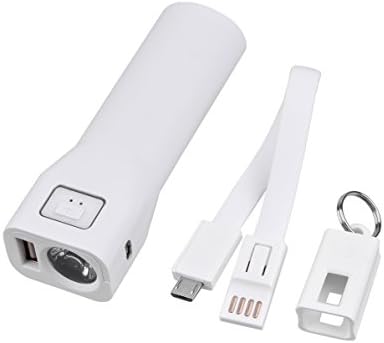 LED Tactical Flashlight with Lanyard &amp; Power Bank Flashlight, Rechargeable Power Supply – Charges Any USB Connect Device : Cell Phones, Laptops, Tablets, Digital Cameras (White)