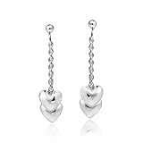 Two Hearts as One .925 Sterling Silver Post Drop Dangle Earrings