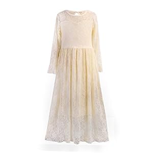 trudge Maxi Dress Girls Lace Festival Wedding Princess Lange Mouwen Dresses Kids Herfst Winter Wit Beige Zwart Maat 104…