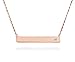 GlitterLounge Horizontal Bar Necklace .925 Sterling Silver Rose Gold-Tone CZ Accent Free Jewelry Box