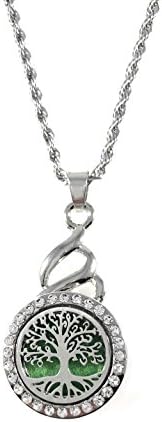 Snap Charm Pendant Necklace Tree Locket Aromatherapy Essential Oils Diffuser 18" Stainless Steel Chain 22mm Locket Charm Shown Included