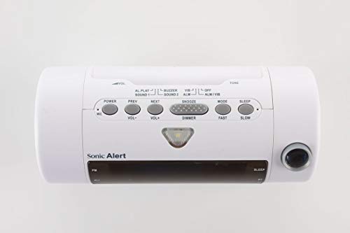 The Sonic Blast - Super Loud Projection Alarm Clock with Bluetooth Speaker & Sonic Bomb Super Shaker (White) - Thumbnail 3