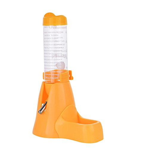 125ml Pet Water Bottle,Pet Drinking Bottle with Food Container Base Hut for Hamsters Small Animals Hanging Water Feeding Bottles Auto Dispenser (Yellow)