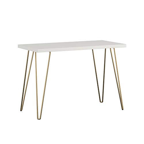 Amazon Basics Retro Hairpin Console Table Solid White with Matte Gold