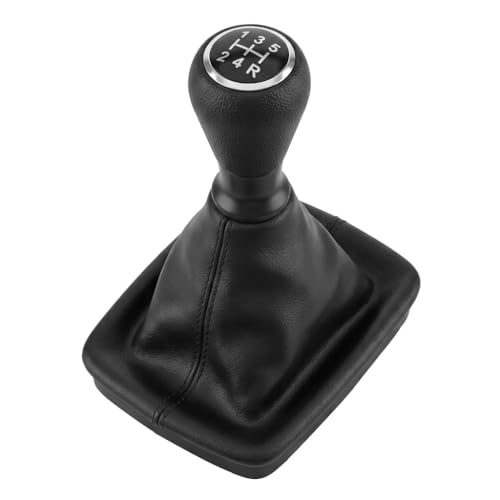 Diconu Peugeot 206 207 406 5 Speed Gear Shift Knob with Dustproof Gusset Ergonomic Replacement Black Leather Quick Installation