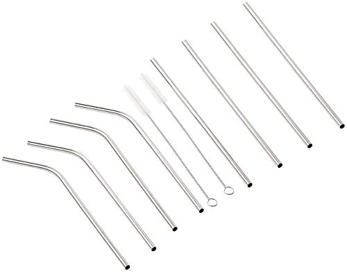 Rosenstein & Söhne Metallstrohhalme: Set mit 8 Edelstahl-Trinkhalmen und 2 Reinigungsbürsten (Cocktail Trinkhalm, Cocktail Trinkhalm aus Edelstahl, Mitbringsel) – Bild 6