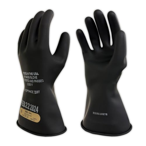 MAGID Class 00 Natural Rubber Latex Insulating Linemen Safety Gloves, 1 Pair, 1…