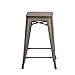 Buschman 24 Inch Counter Height Bronze Metal Bar Stools with Wooden Seat, Set of 4, Indoor/Outdoor, Stackable