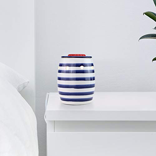 StarMoon Fragrance Wax Melt Warmer, Home Fragrance Diffuser, Home Décor, No Flame, Removable Dish, with One More Bulb (Blue&White) - Thumbnail 4