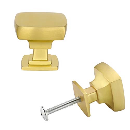 10 Pack goldenwarm Gold Drawer Knobs Square Brass Knobs Gold