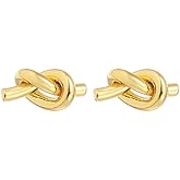 UELSTA Unity Knot Stud Earrings for Women 18K Gold/White Gold Real-Gold-Plated Recycled Brass with 925 Silver Posts PVD Coated Minimalist & Timeless Sustainable Jewelry