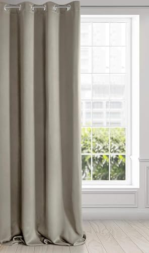 Eurofirany LOGAN Tenda Oscurante Extra Lunga - 1 Unità, Occhielli, Blocco della Luce, Oscuramento della Stanza, Camera da Letto, Soggiorno, 140x270 cm, Cappuccino