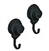 EVIDECO French Home Goods Strong Hold Vacuum Suction Cup Hooks Shower-Kitchen Walls Organizer Loofah Set of 2 White (Black)