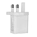 UK Charger Adapter with Dual USB,Cable(3FT) for Smartphone