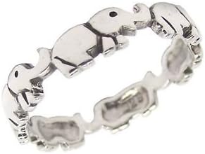 Sterling Silver Elephant Ring, 3.5mm Stacking in Sizes G-Z