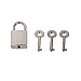 Mini Metal Lock - Zinc Replacement Pad-Lock with 3 Keys, Squere, Mirror Glossy, Sliver (2 Sets)