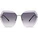SOJOS Oversized Rimless Sunglasses for Women Diamond Cutting Glasses SJ1073 with Silver Frame/Gradient Grey Lens