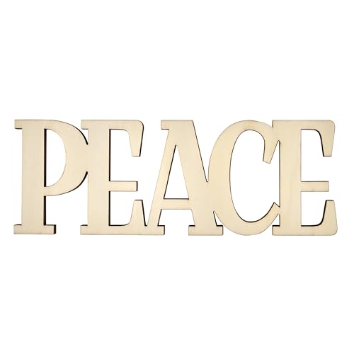 Plaid, Unpainted Surface, Peace, 7" Word, for DIY Unfinished Wood Crafts