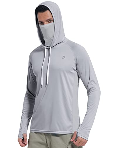 Roadbox Men's UPF 50+ Sun Protection Hoodie Shirt - Outdoor Long Sleeve Athletic Rash Guard Shirts