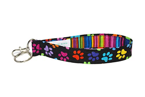 Colorful Paw Prints Key Fob - Colorful Key Chain - Dog Lover Gift - 6" Loop - Wallet or Purse Strap - Thumbnail 3