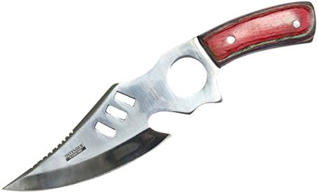 DEFENDER XTREME 8.25" Full-Tang Skinner Knife with Multi-Colored Wood Handle and Leather Sheath