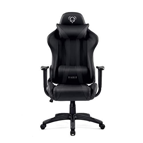 Diablo-X-One-Gaming-Sedia-da-Ufficio-Design-Ergonomico-Meccanismo-di-Inclinazione-Cuscino-Lombare-Finta-Pelle-Portata-150-kg-Nero-Nero