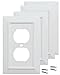 SleekLighting Pack of 4 Wall Plate Outlet Switch Covers | Classic White Beadboard Wall plates| Variety of Styles: Decorator/Duplex/Toggle/Blank / & Combo | Size: 1 Gang Receptacle